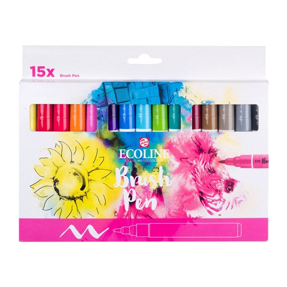 Talens Ecoline Brush Pens – Pinselspitze, wasserbasiert, 15 Farben