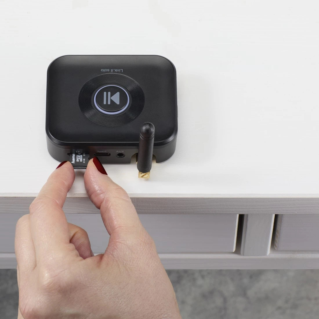 Hama Link.it solo – Bluetooth Audio-Empfänger – 3,5 mm – Bluetooth 5.3, 50 m – USB-C – schwarz