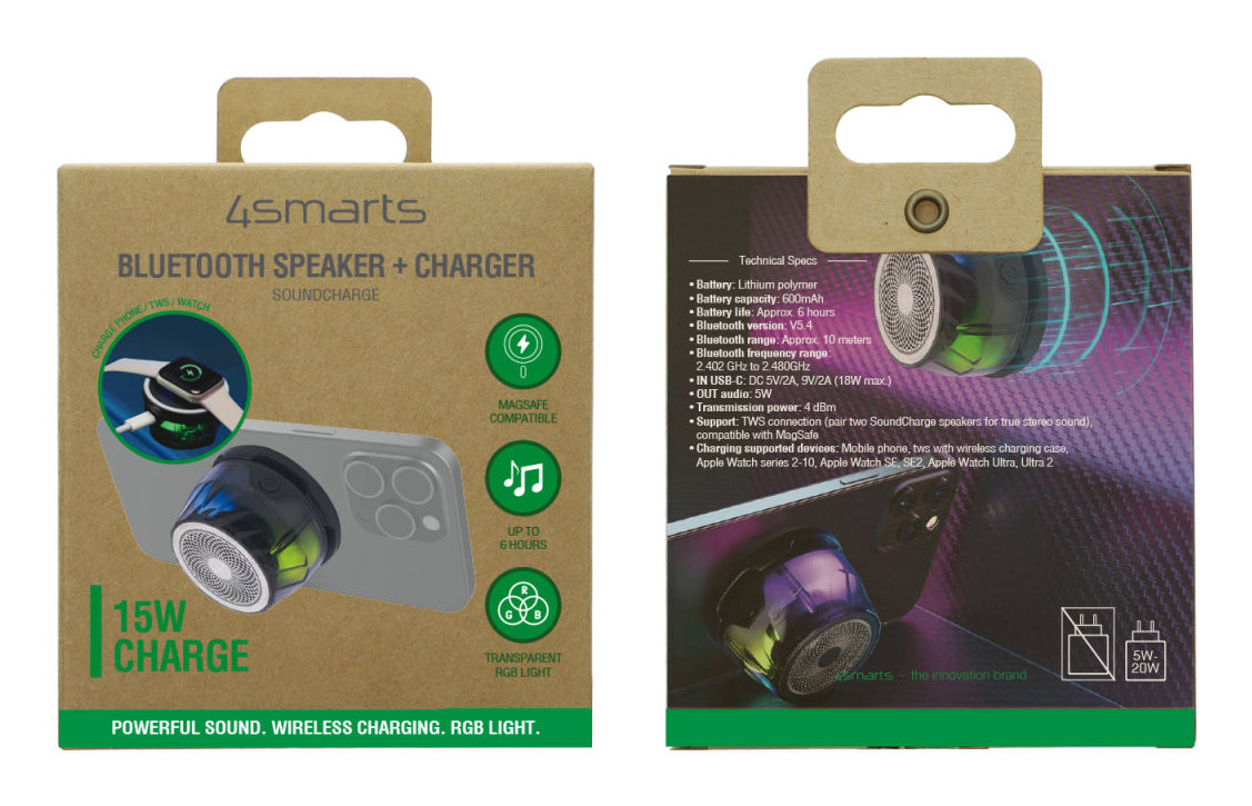 4smarts SoundCharge 541365 – Bluetooth-Lautsprecher – Spritzwassergeschützt, 6 h Akku, Bluetooth 5.4, Schwarz