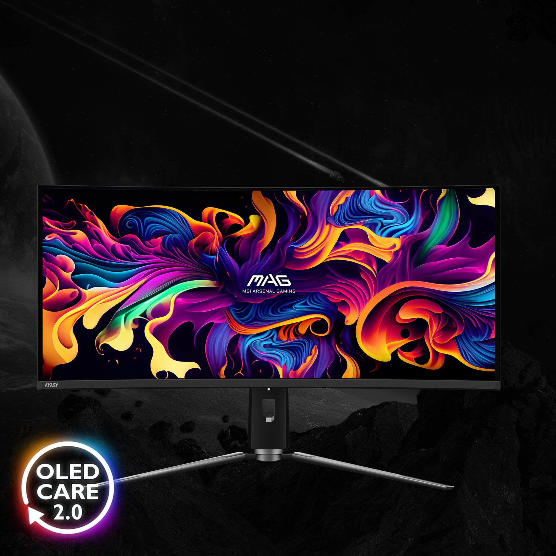 MSI MAG 341CQPDE – Monitor, 34", QD-OLED, 175 Hz, 250 cd/m², USB-C, VESA 100 × 100, Schwarz
