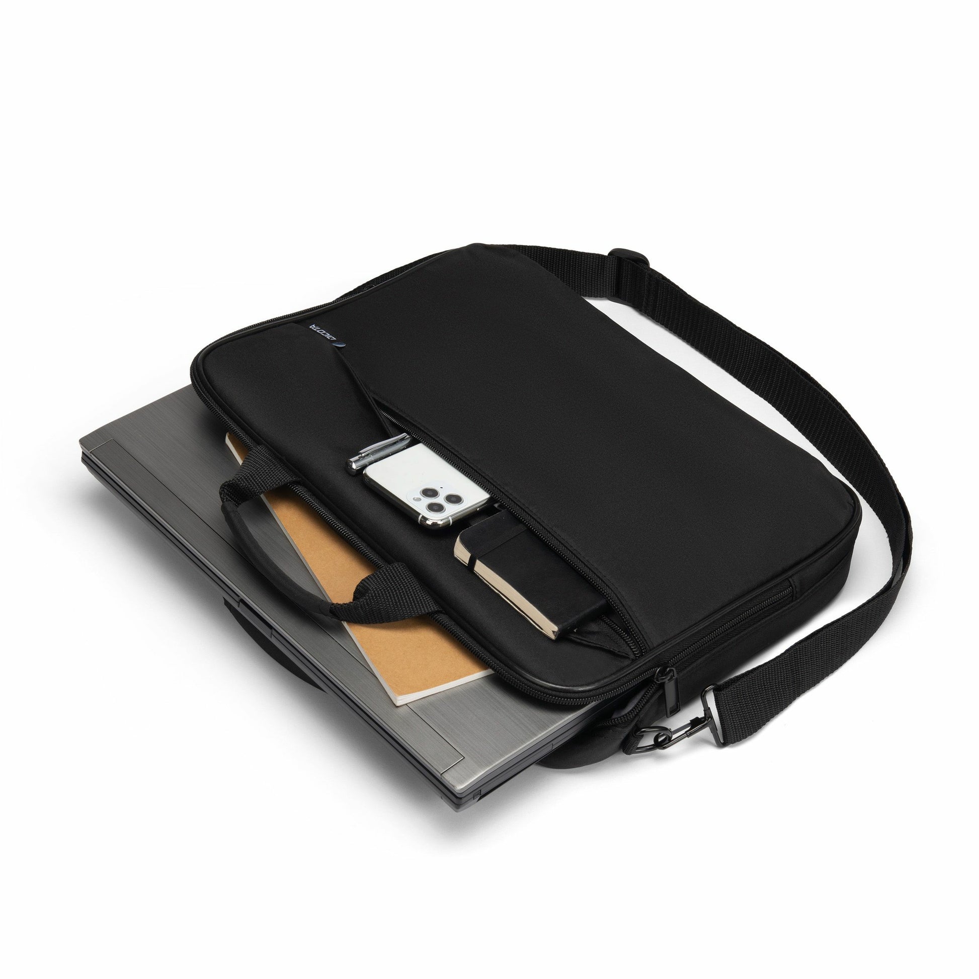 DICOTA Notebook-Tasche für Notebooks bis 17,3" – Abnehmbarer Gurt, Gepolstertes Fach – Schwarz
