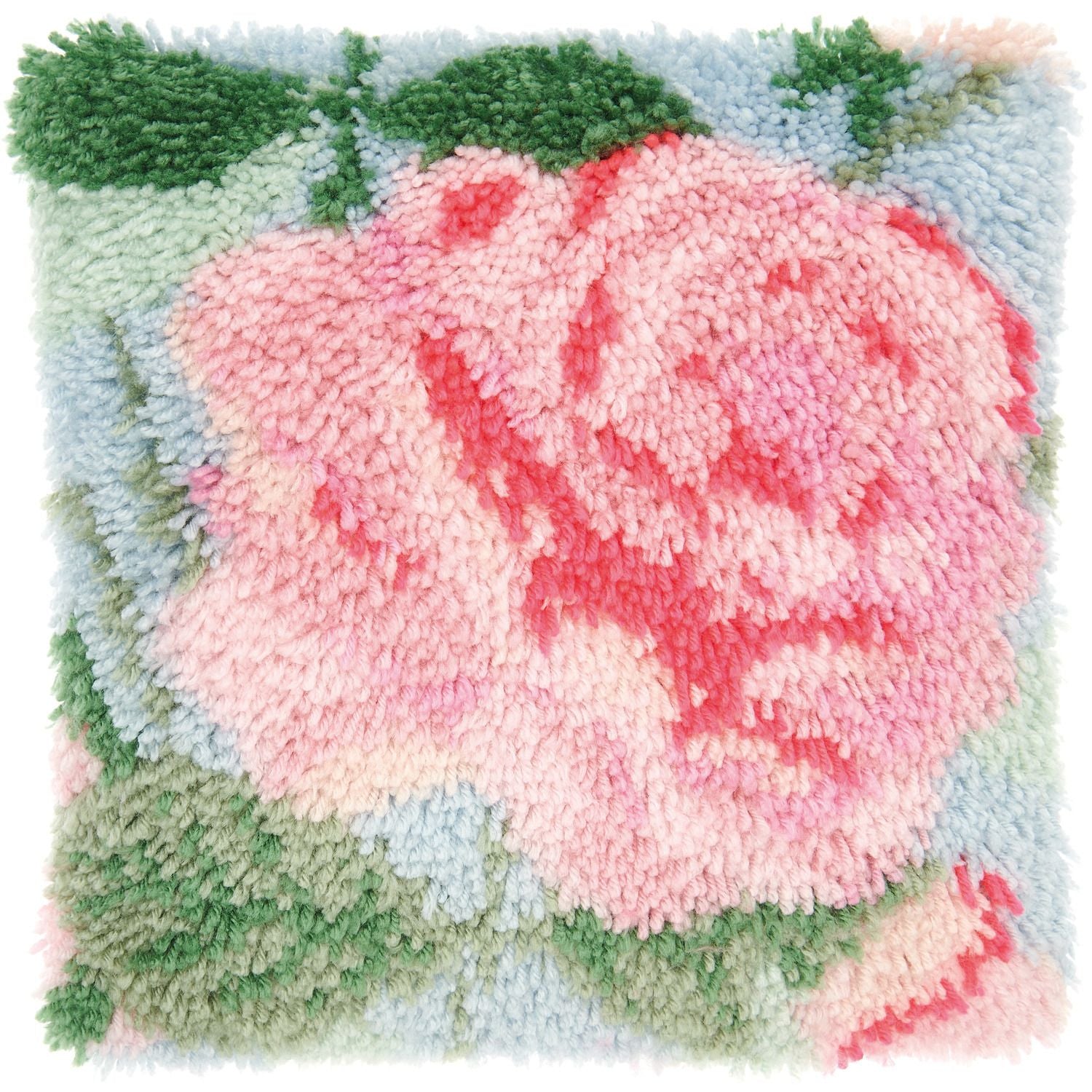 Rico Design Hooki Hooki – Knüpfset – Kissen Rose – 40 × 40 cm – ab 8 Jahren