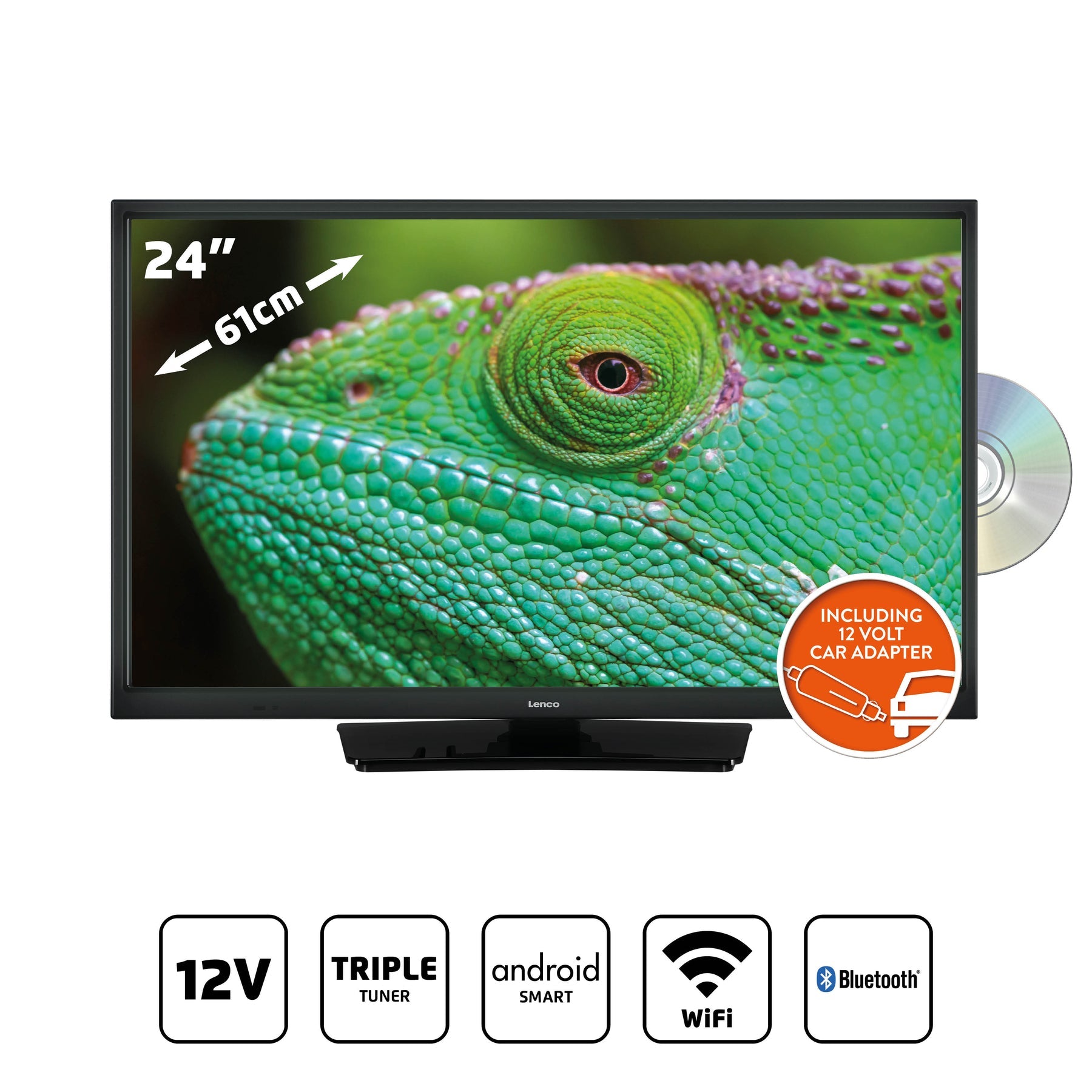 Lenco LED-2463BK – 24" TV – HD-Ready (1366 × 768) – LCD (Edge-LED) – Android TV – 50 Hz – HDR