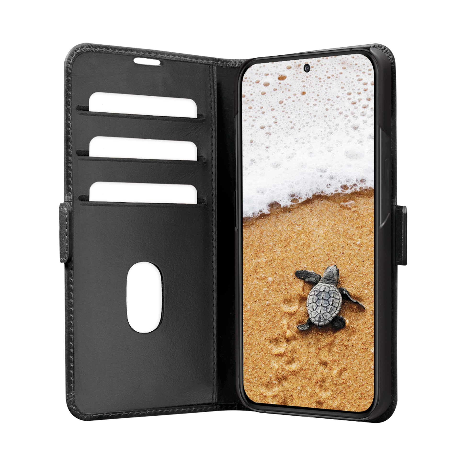 dbramante1928 Copenhagen Wallethülle – für Samsung Galaxy S25, mit Ständer, 3 Kartenfächer, Leder, schwarz