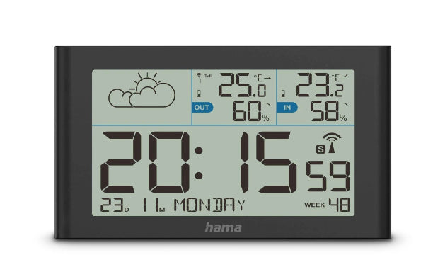 Hama Sylt – Wetterstation, innen/aussen, Hygrometer & Thermometer, inkl. Aussensensor – schwarz