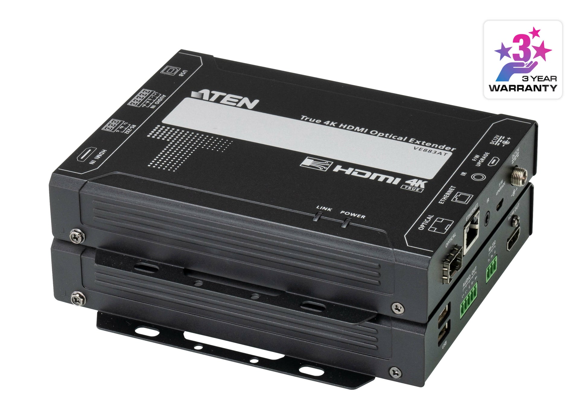 ATEN VE883AK1 – HDMI Extender-Set, über Glasfaser, 4K@60 Hz, 300 m, 4:4:4, HDCP 2.2, USB 2.0, IR, RS-232