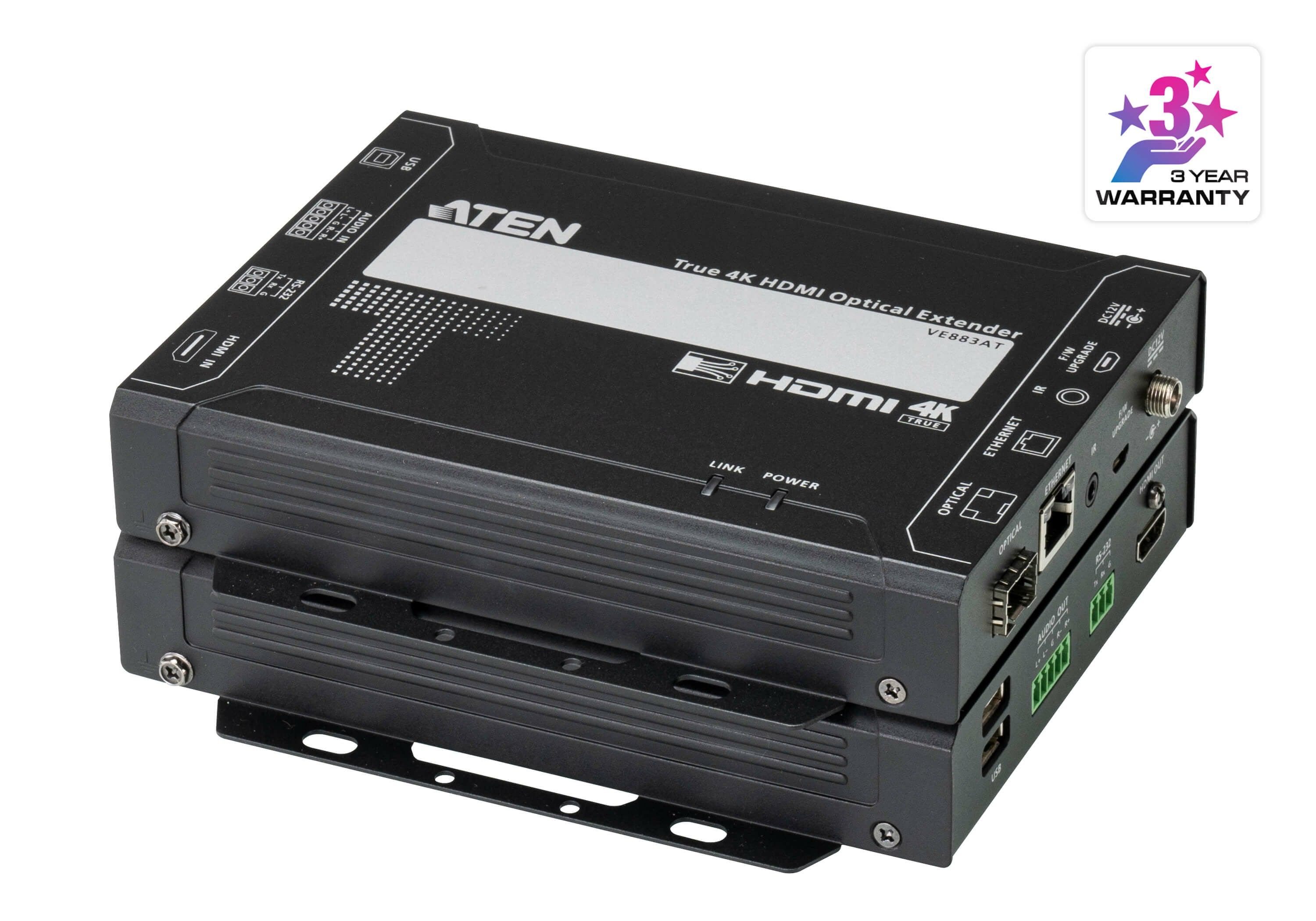 ATEN VE883AK1 – HDMI Extender-Set, über Glasfaser, 4K@60 Hz, 300 m, 4:4:4, HDCP 2.2, USB 2.0, IR, RS-232