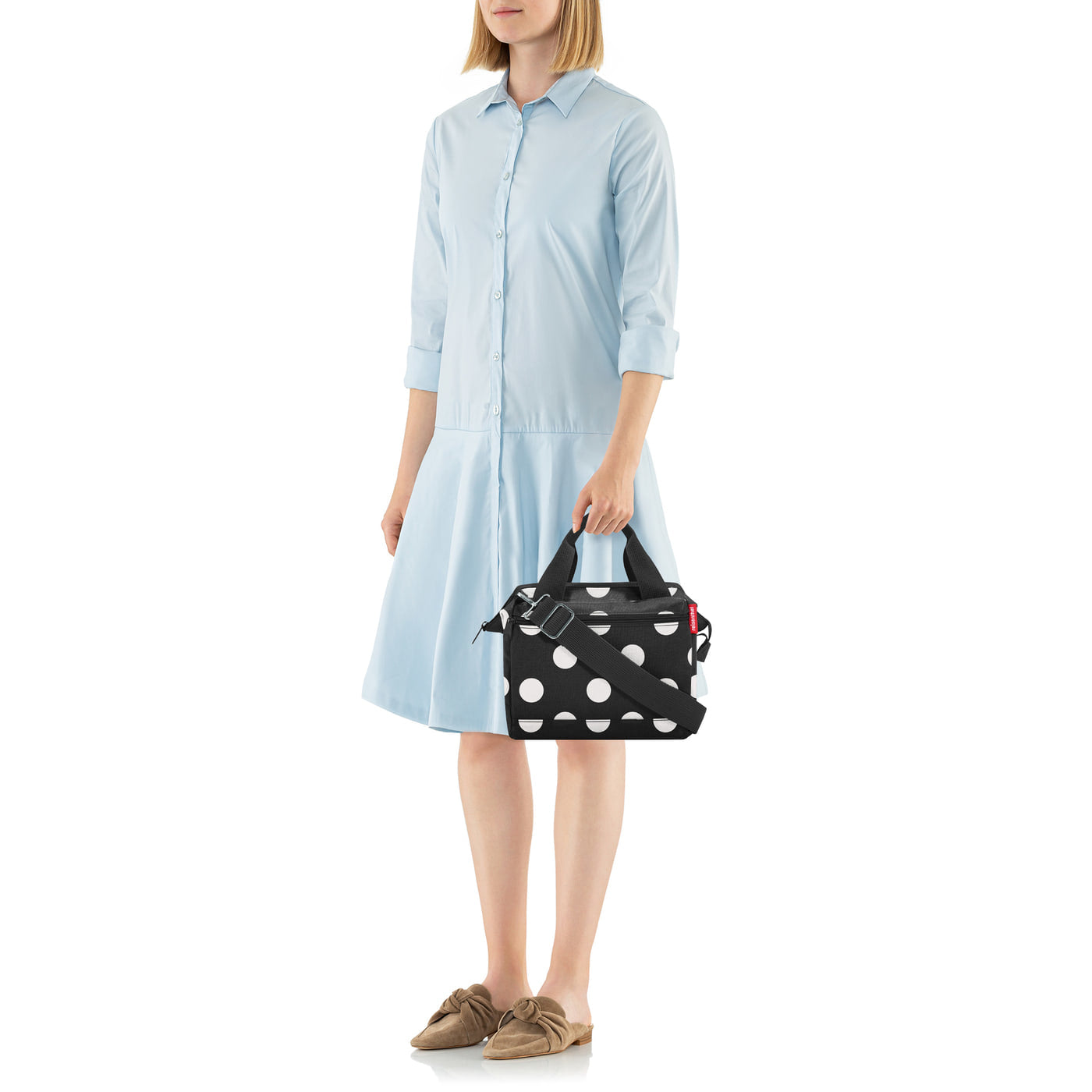 Reisenthel Allrounder cross – Umhängetasche, 4 l, Polyester, Dots White, 22 × 24 × 13 cm