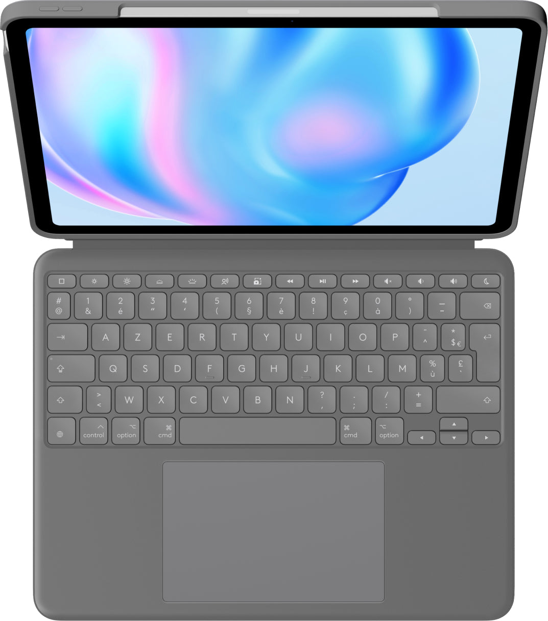Logitech Combo Touch – Tastatur, kabelgebunden (Smart Connector), FR-Layout (FR), Grau – für iPadOS