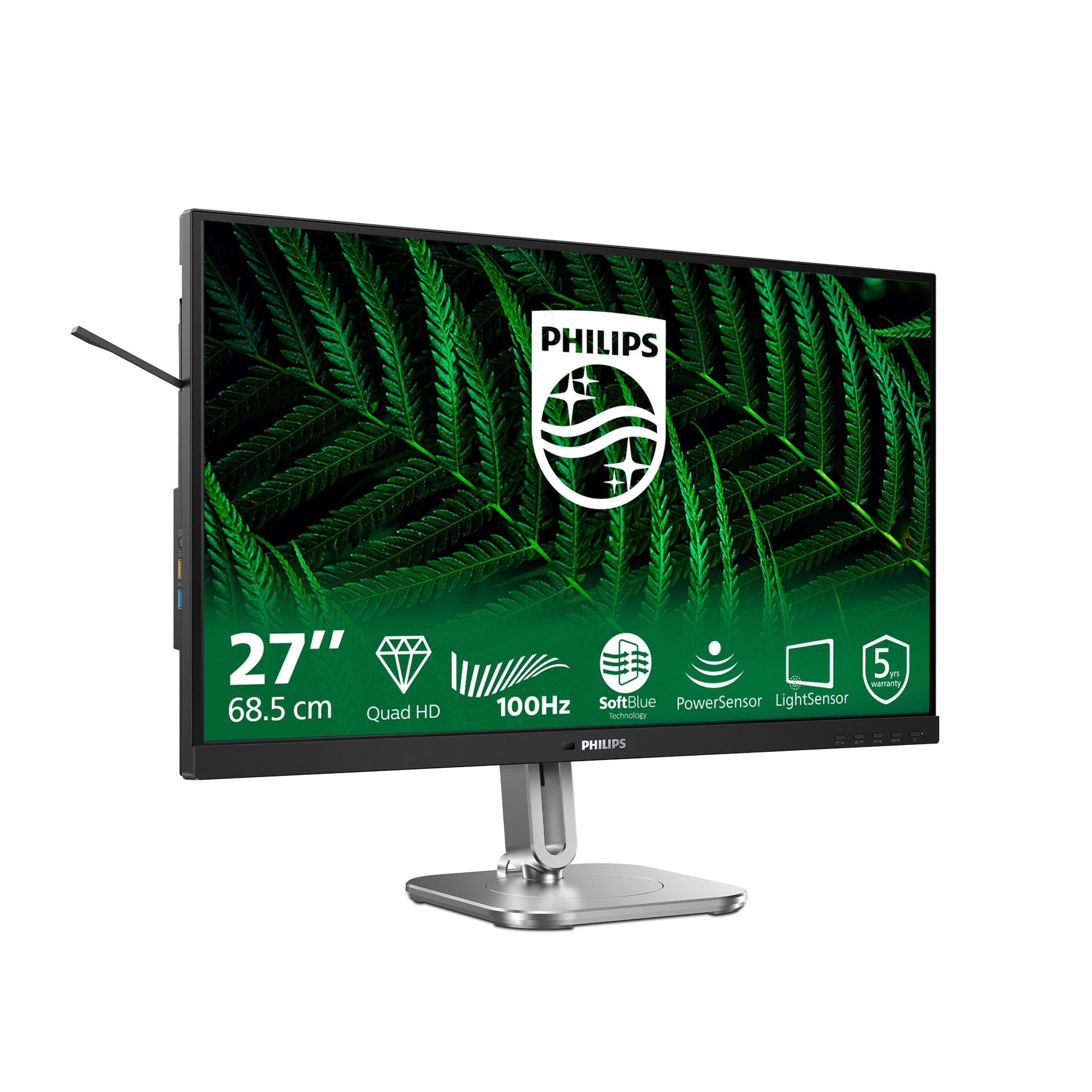 Philips 27B2G5500/00 – Monitor, 27", 300 cd/m², Adaptive Sync, Lautsprecher, Pivot, VESA 100 × 100, Grau