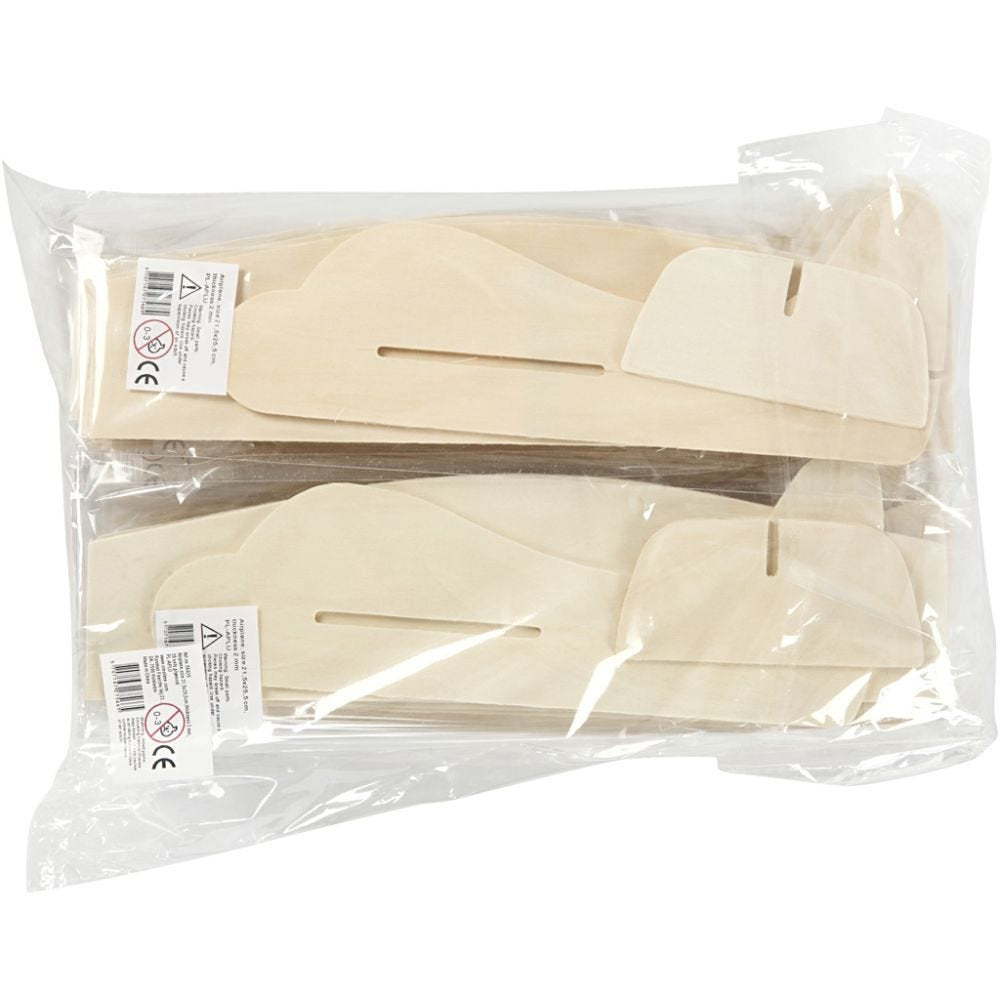 Creativ Company Holzrohling, Holz, Flugzeug, 21,5 × 25,5 × 5 cm, 20 Stk.