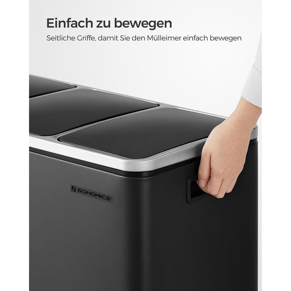 Songmics Systempapierkorb – 54 l – Stahl, Schwarz – B × H × T 615 × 560 × 315 mm