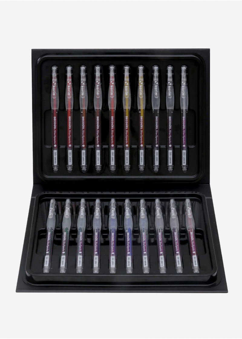 karin Gelschreiber – 20 Farben, Spitze 1 mm, wasserfest, metallic, 20er-Set