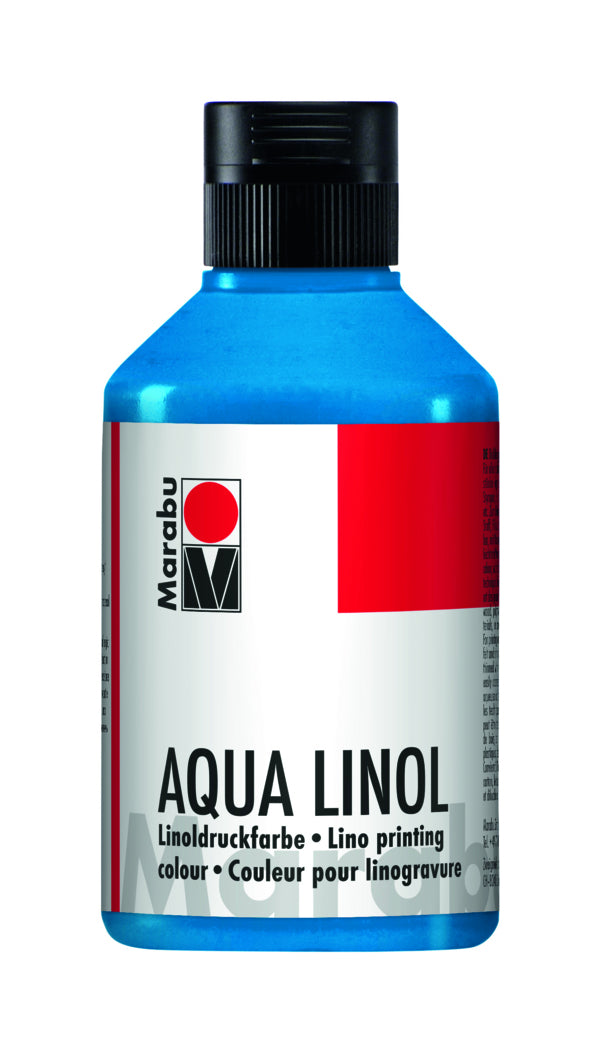 Marabu Linoldruckfarbe – Mittelblau, 250 ml, für Linolschnitt