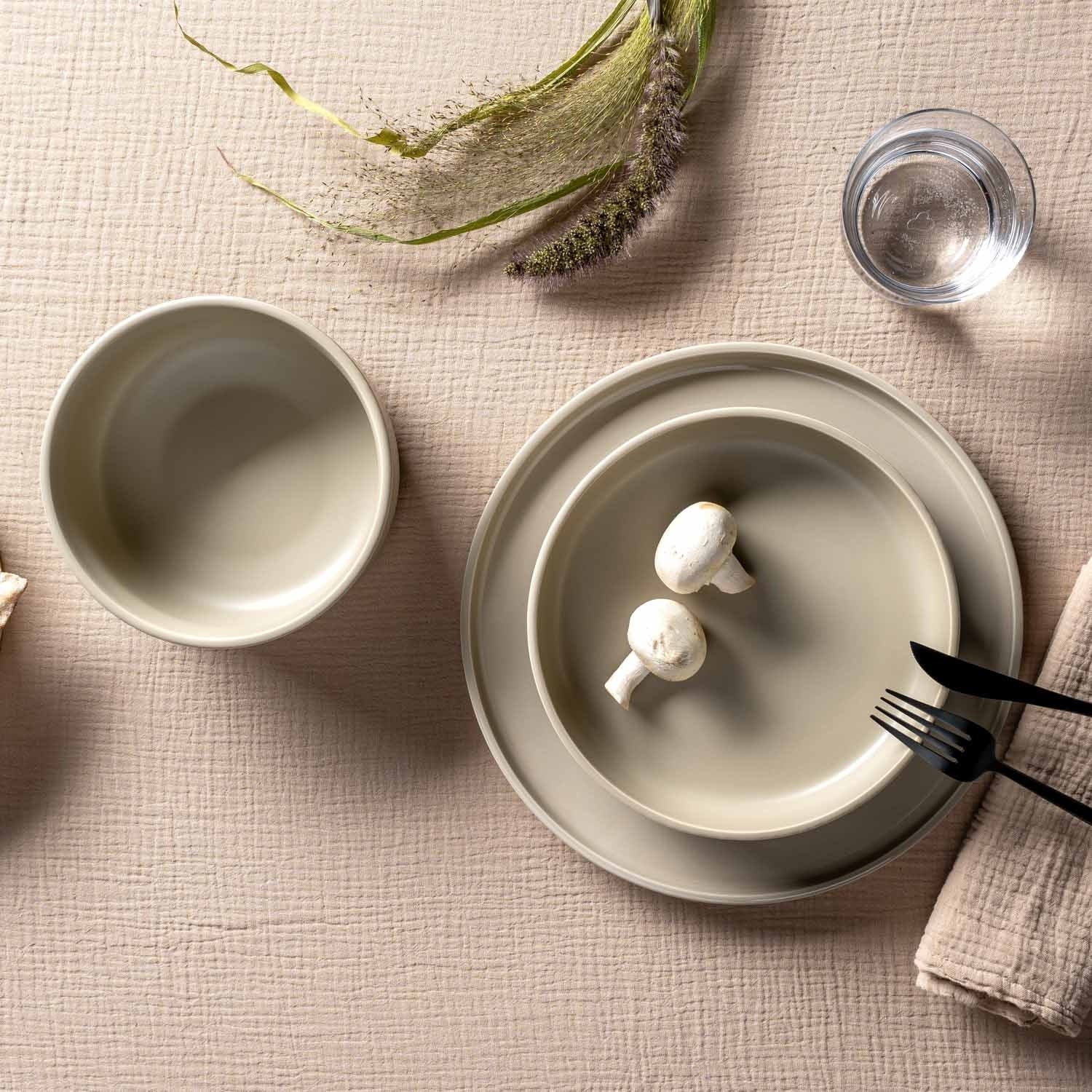 Leonardo Roma Tellerset – Keramik, Beige, spülmaschinenfest, 12 Stück