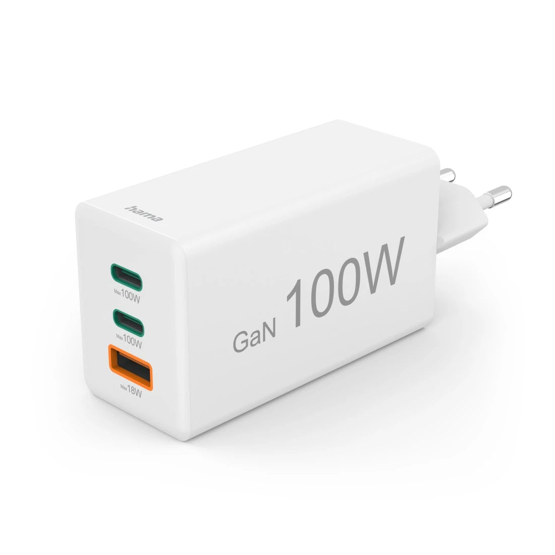 Hama Netzteil – 100 W, 2× USB-C + 1× USB-A, PD, QC 2.0/3.0, GaN – für Laptops, Smartphones, Tablets