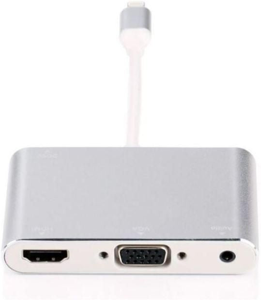 Microconnect LIGHT-HUB4 – Lightning-Hub – 3,5 mm, HDMI, VGA, 480 Mbit/s – für iPhone/iPad – 0,1 m – Silber