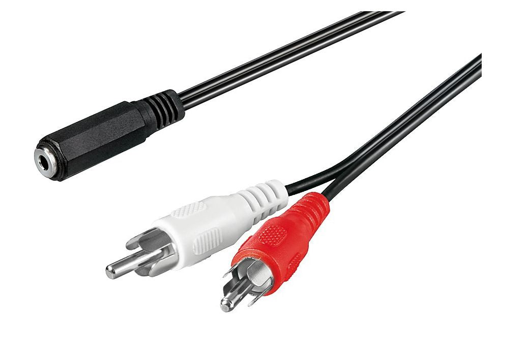 Microconnect 3,5-mm-auf-2×-Cinch-Adapterkabel – 3,5-mm-Klinke Buchse–2× Cinch Stecker – 1,4 m
