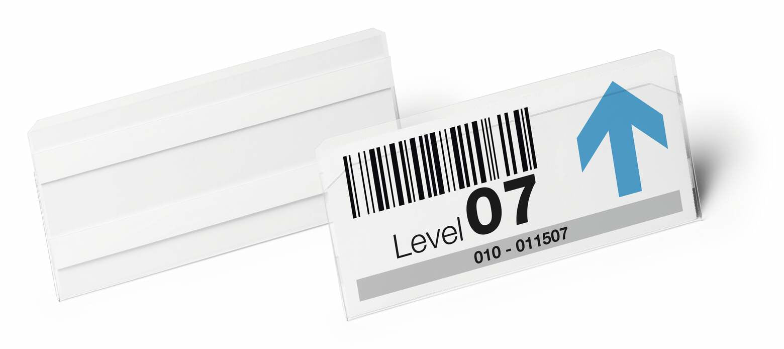 Durable Kennzeichnungstaschen – 150 × 67 mm, transparent, selbstklebend, 10er-Pack