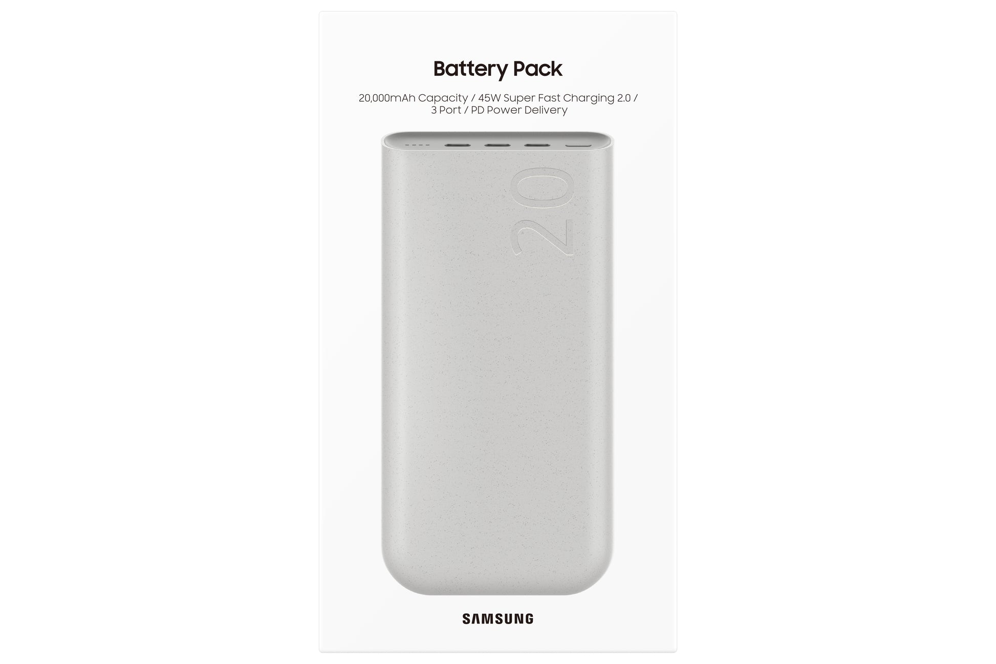 Samsung Powerbank 20000 mAh, PD 45 W, 3× USB-C, Beige