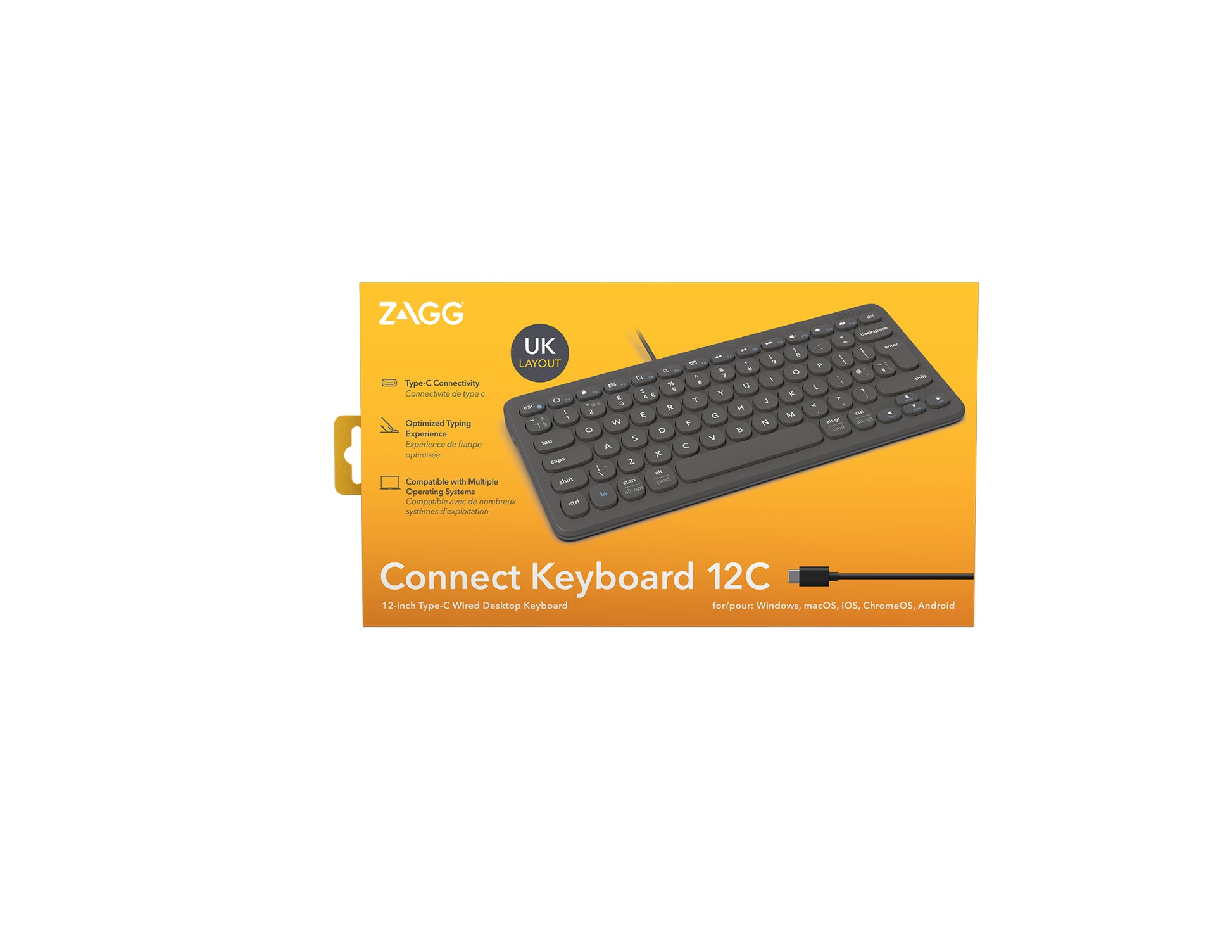 ZAGG Connect Tastatur – Kabelgebundene Tastatur (USB-C), UK-Layout (EN), Dunkelgrau