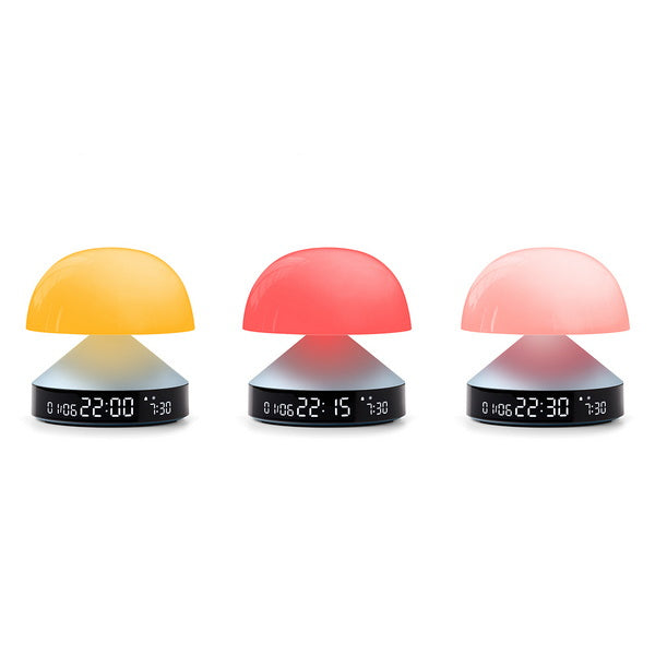 Lexon Lichtwecker Mina Sunrise – digital – 11 × 11 cm, hellblau, Aluminium, USB, Wecktöne