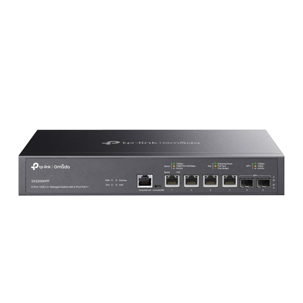 TP-Link SX3206HPP – Managed Switch – 4×10G, 2×SFP+, L2+, PoE++ 200 W, 1U