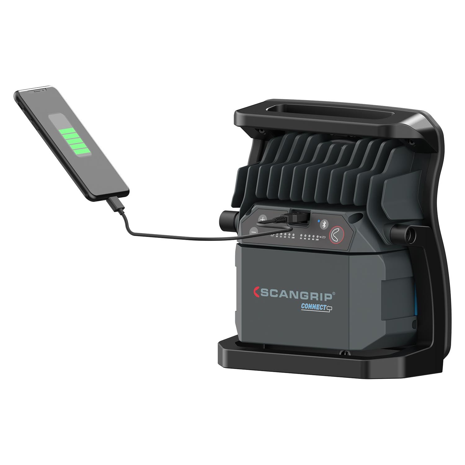 SCANGRIP Arbeitsleuchte Nova 4 Connect – 4000 lm, 30 W, IP65, Akku/Netz, dimmbar – Schwarz