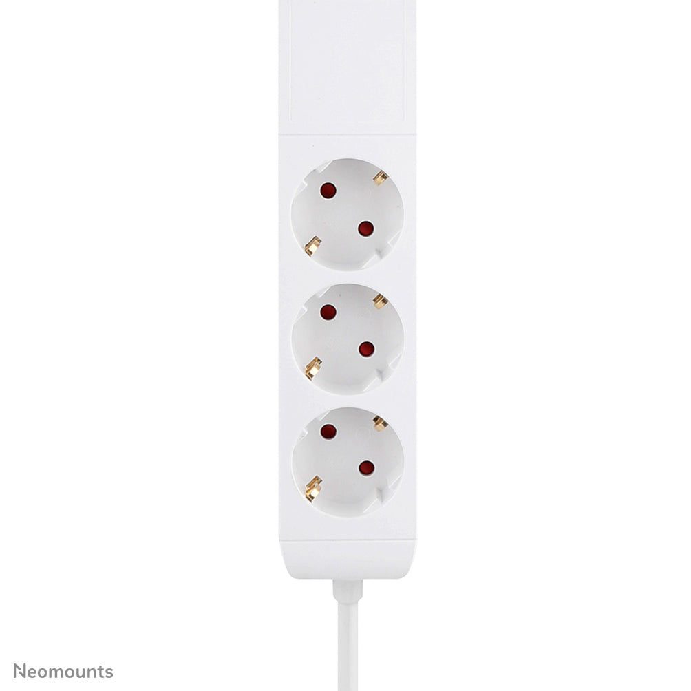 Neomounts DS22-840WH6 – Tischsteckdose, 3×230 V, 2× USB-A, 2× USB-C (Power Delivery), 1,4 m, Weiss