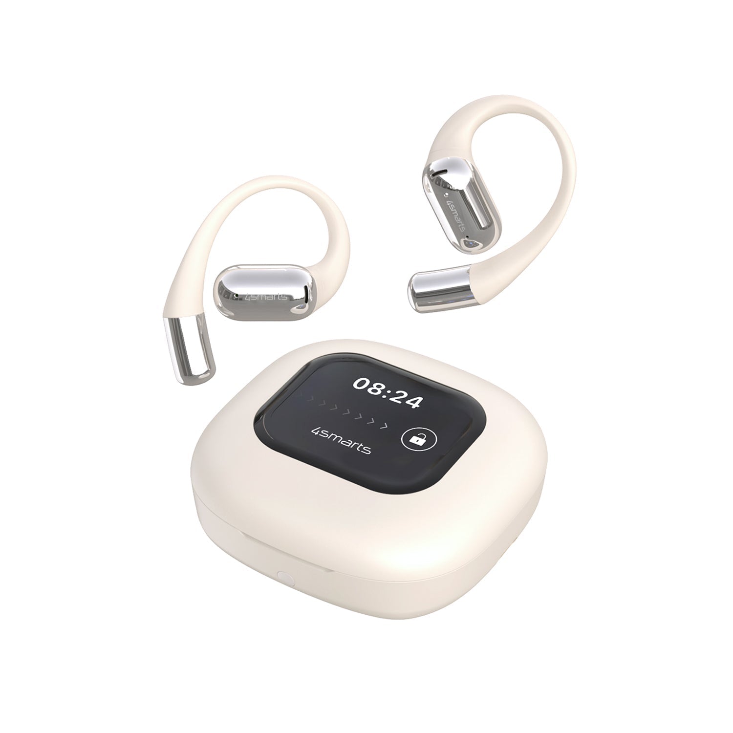 4smarts SkyBuds AI Screen – Ohrbügel-Kopfhörer – Bluetooth, mit Ladebox – Beige – bis 28 h
