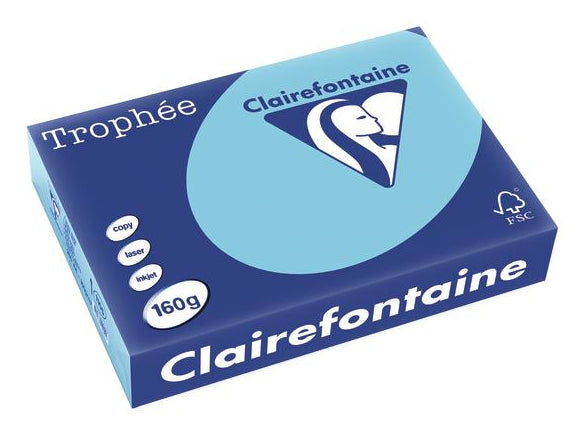 Clairefontaine Kopierpapier – A4, 160 g/m², Blau – für Inkjet/Laser/Kopierer – FSC, EU Ecolabel – 250 Blatt