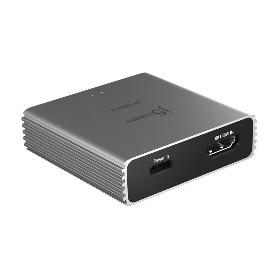 j5create JDSH812 – HDMI Splitter, HDMI 2.1, 1× HDMI In / 2× HDMI Out, 8K@240 Hz, HDR, HDCP 1.4/2.2/2.3, Grau