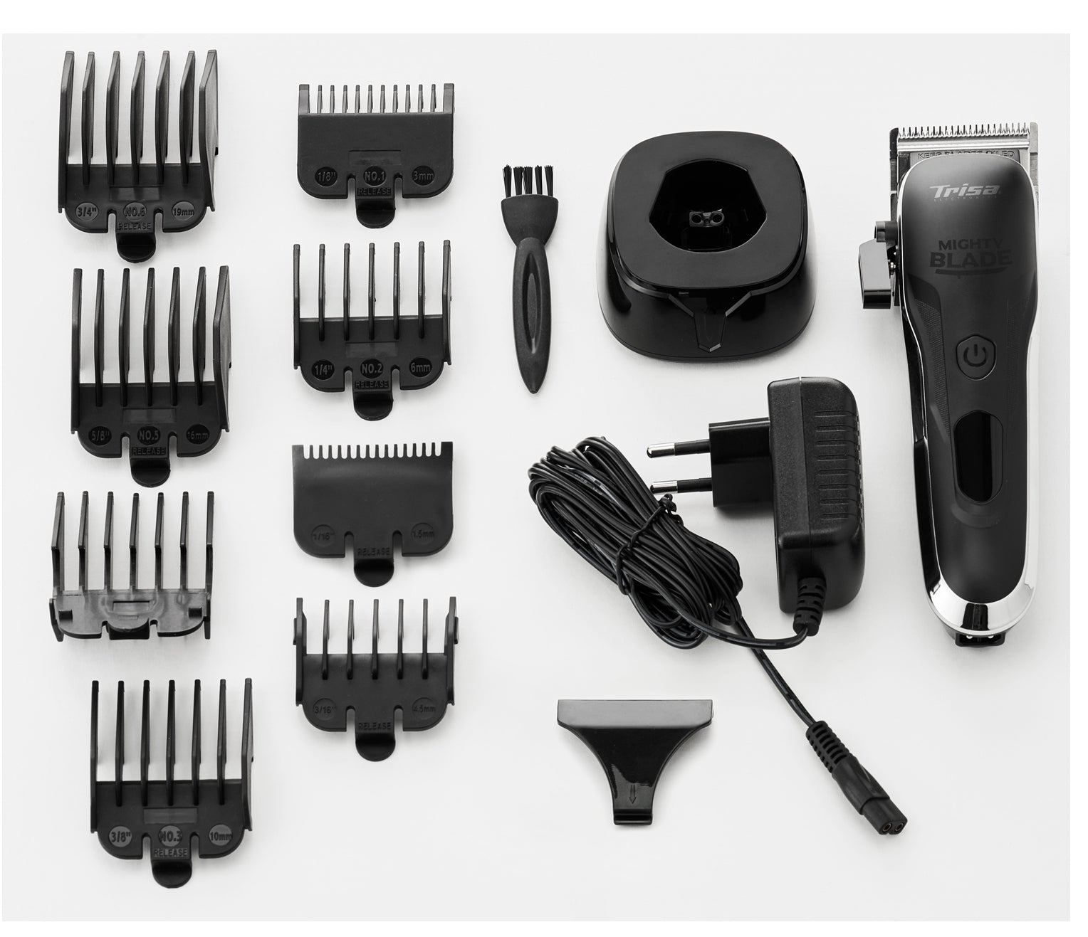 Trisa Bart- und Haarschneider – 0,6–14 mm, 5 Stufen, Akku 180 min – Schwarz