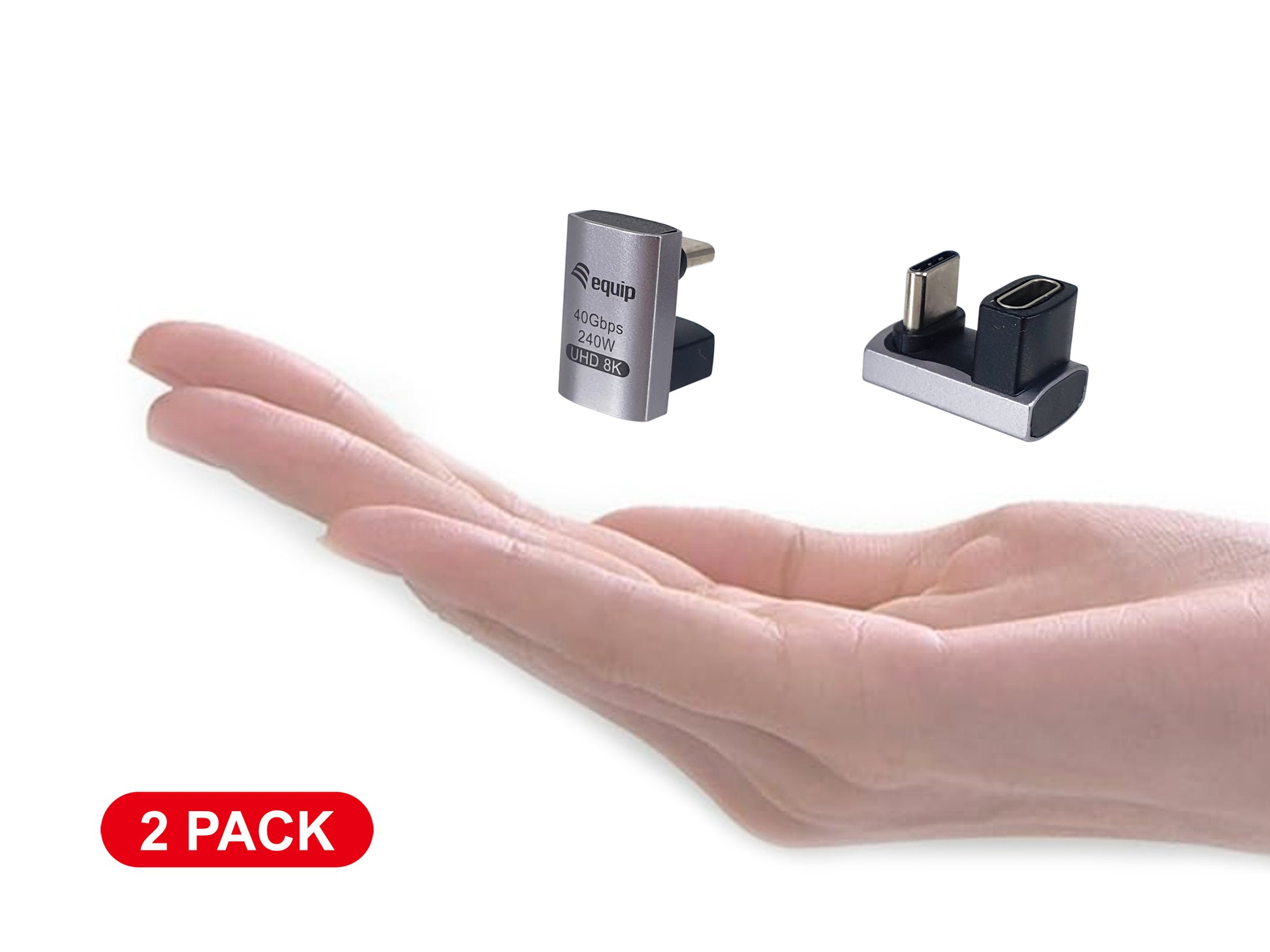 Equip Adapter USB-C zu USB-C – USB4, 40 Gbit/s, PD 240 W, 2er-Pack – Schwarz/Grau