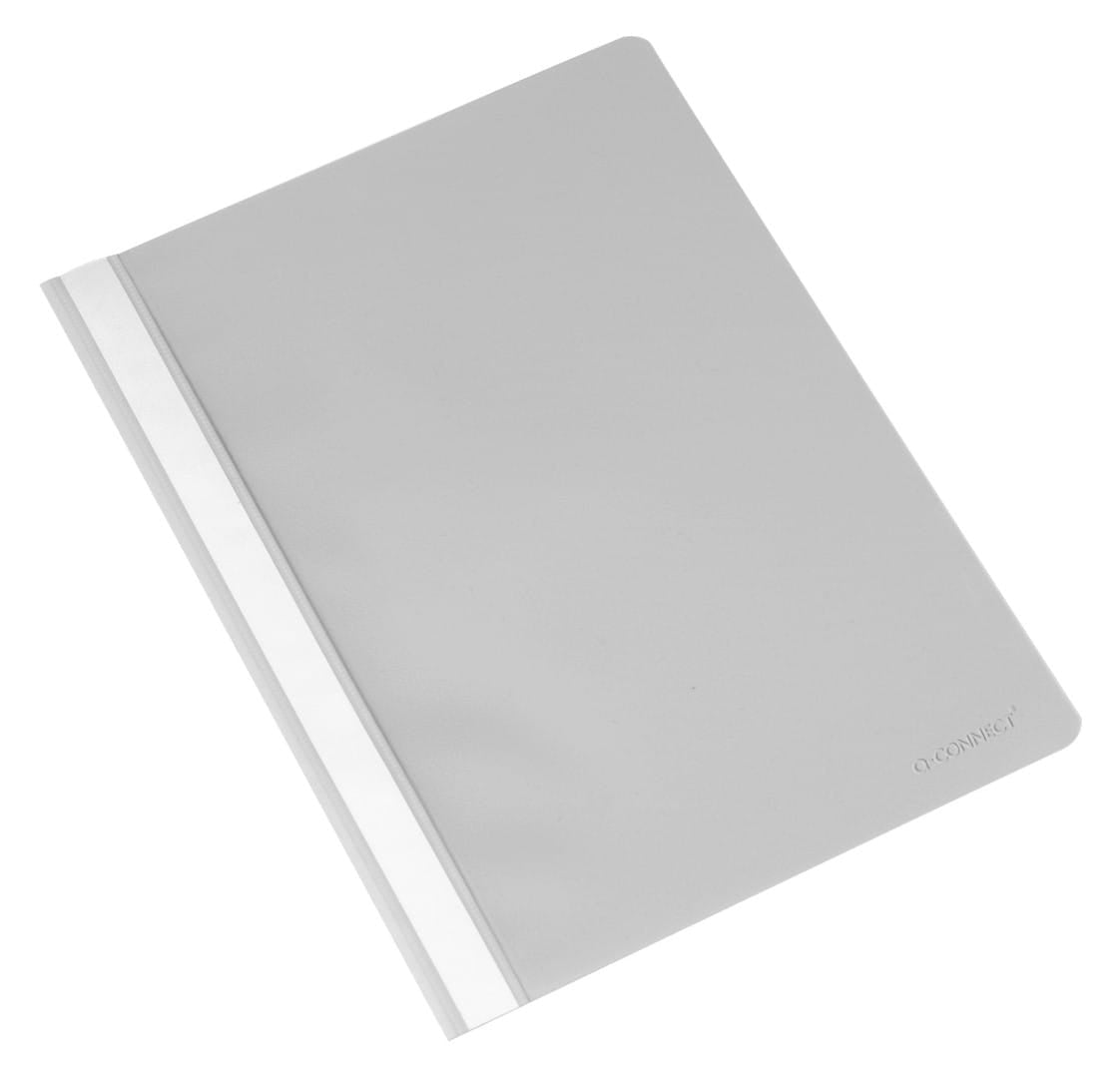 Q-CONNECT Schnellhefter – A4, PP, Grau, Metall-Deckleiste, Beschriftungsfeld