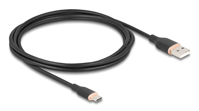 DeLOCK USB-A auf USB-C Kabel – USB 2.0 (480 Mbit/s) – 2,5 m – Silikon – Schwarz
