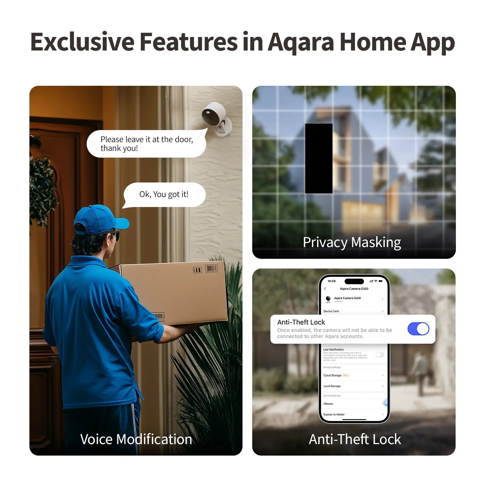 Aqara G100 IP-Sicherheitskamera – 3,69 MP, IP65, WLAN, Schwarz