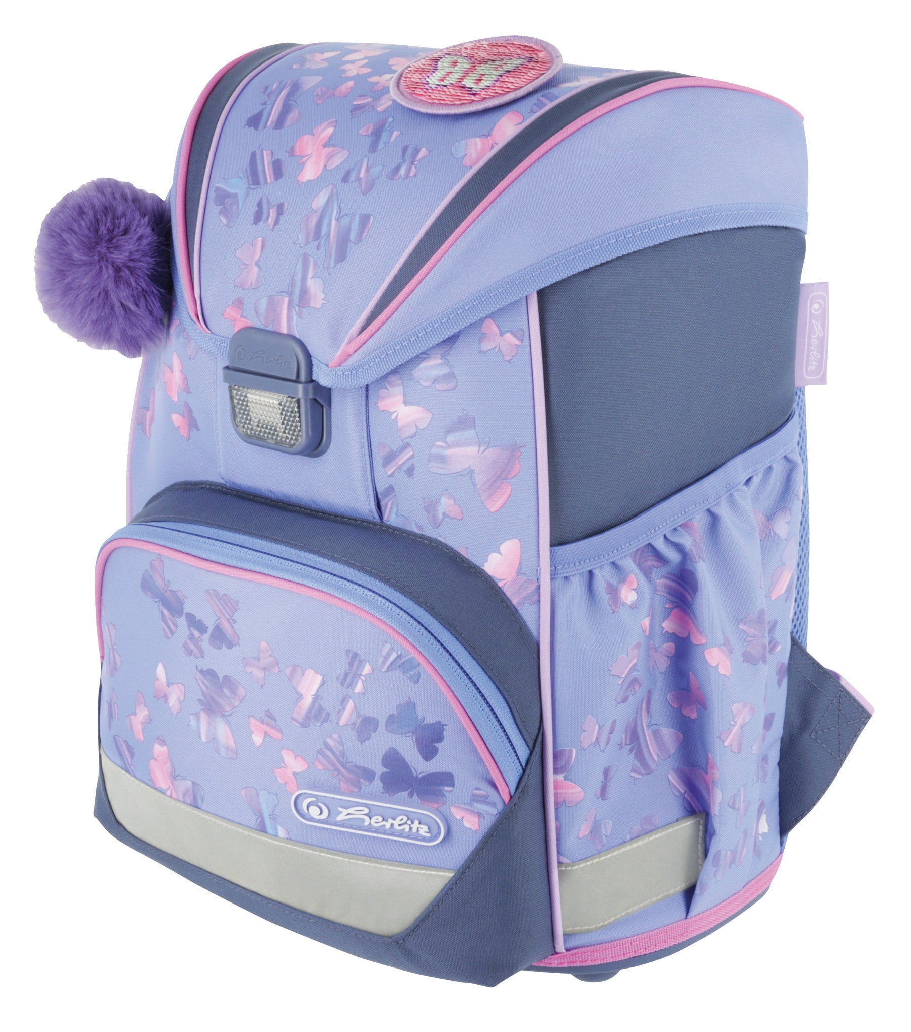 Herlitz UltraLight Plus – Schulrucksack-Set 4-teilig, Schmetterling, 15 l, 28×36×21 cm