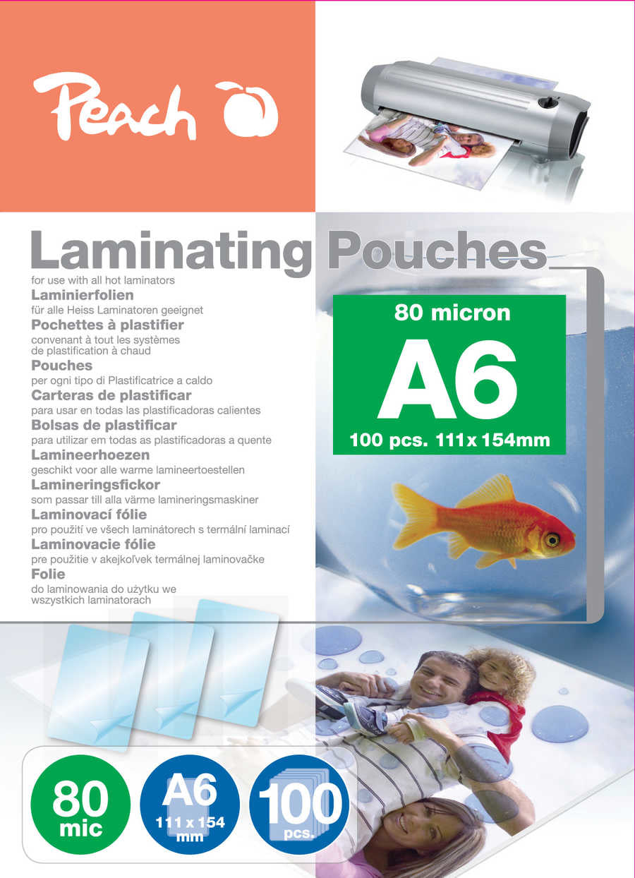 Peach Laminierfolien A6 – 80 µm, glänzend, 100 Stück