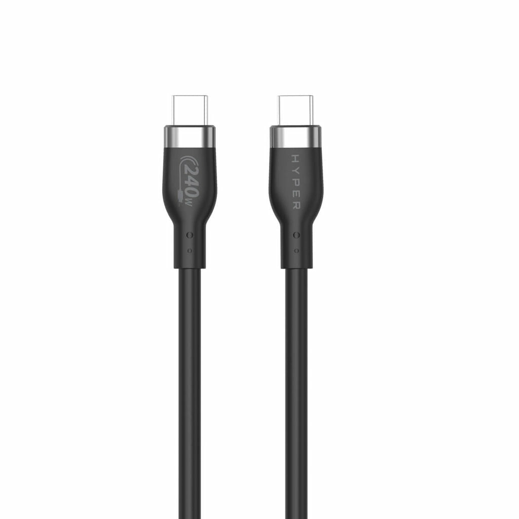 HYPER USB-C auf USB-C Kabel – USB 2.0 (480 Mbit/s) – 1 m – PD 240 W – Silikon, Schwarz
