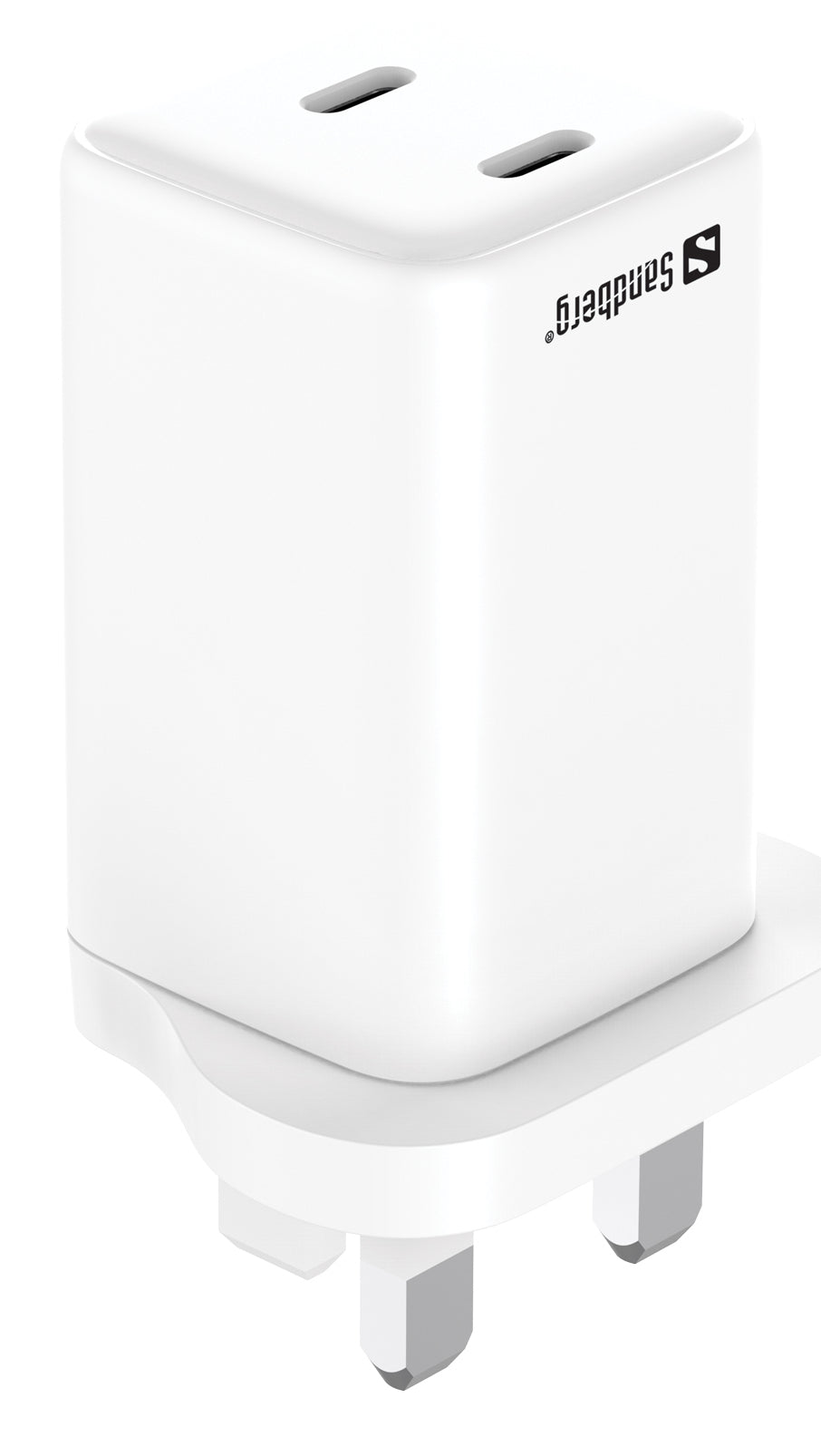 Sandberg 441-62 USB-Ladegerät 65 W – USB-C×2 – PD, PPS, GaN – UK-Stecker (Typ G) – Weiss