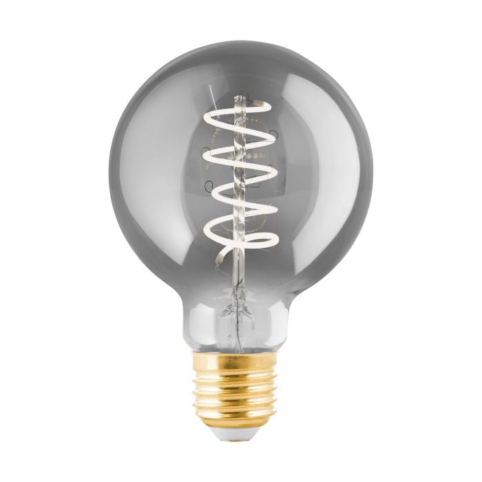 EGLO Leuchtmittel E27 Globus – Warmweiss 2000 K, 100 lm, 4 W, dimmbar – IP20 – 1 Stk. – Schwarz/Glas