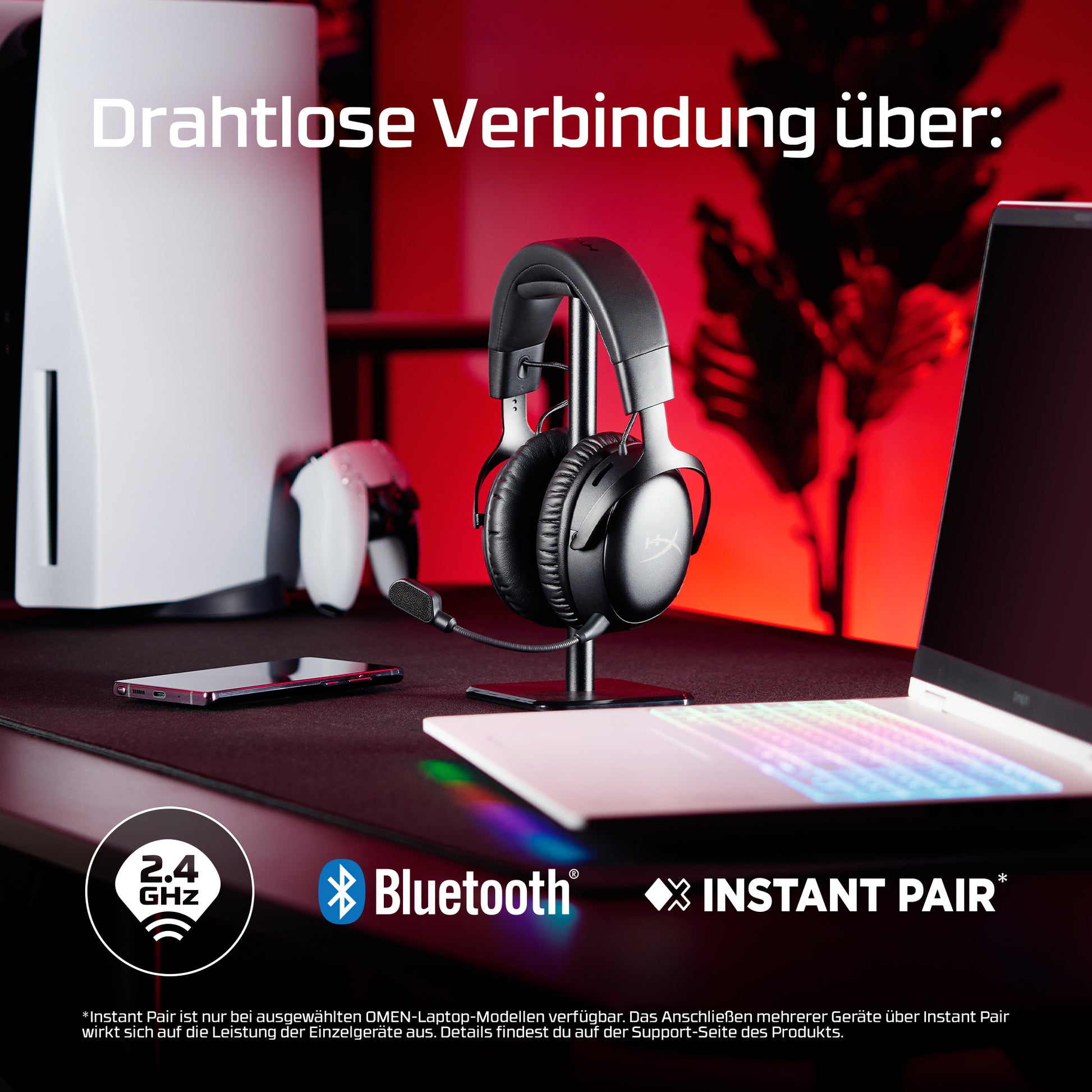 HyperX Cloud III S – Gaming-Headset (Over-Ear), Surround-Sound – Schwarz/Rot – für PS4