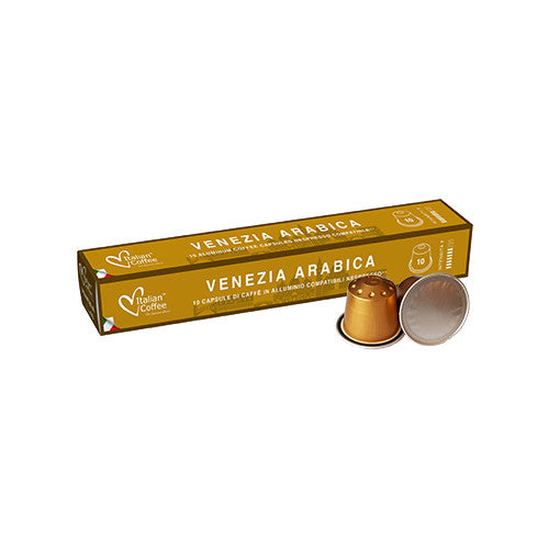 Italian Coffee Venezia Arabica – Kapseln für Nespresso – Latte Macchiato, Intensität 8, 10 Kapseln
