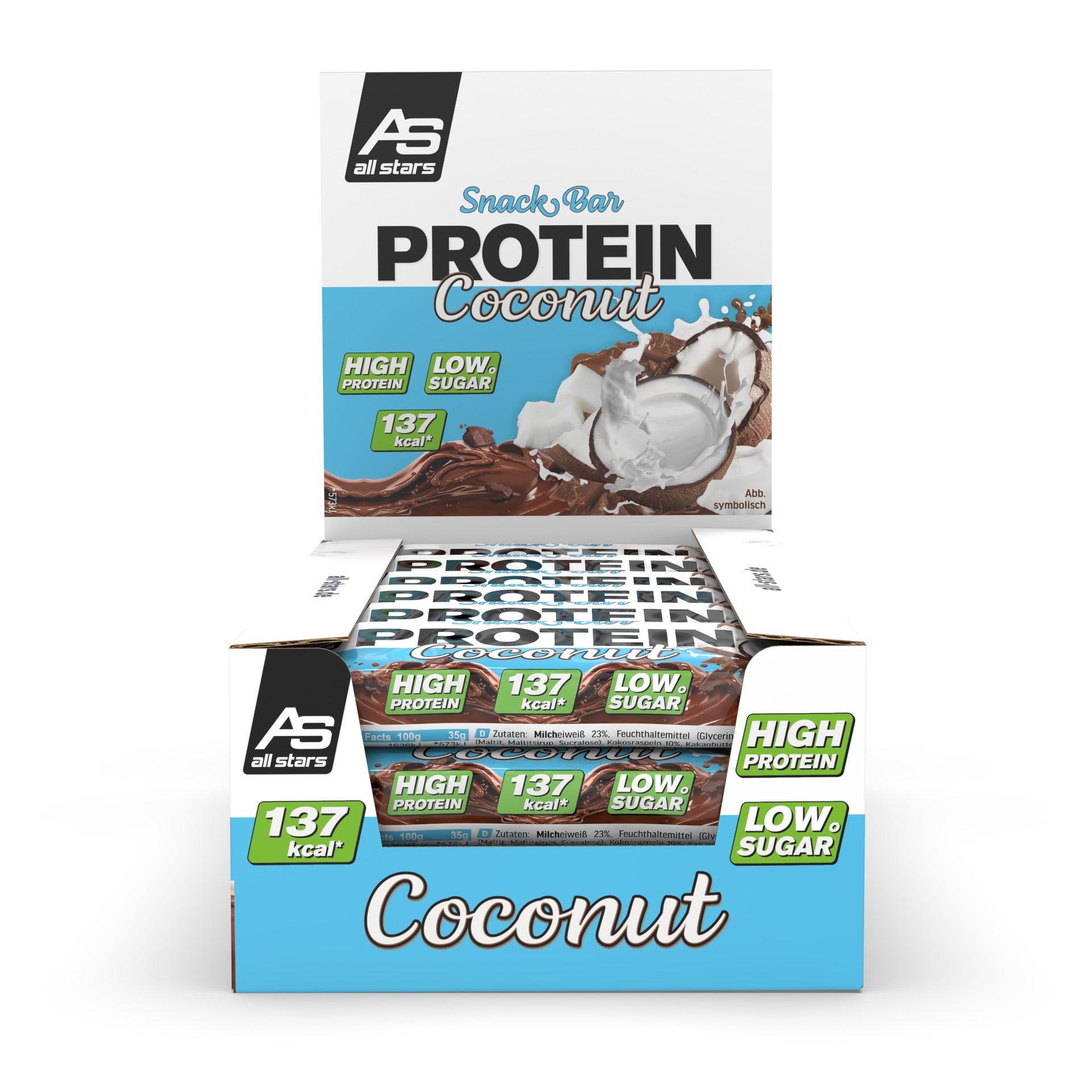 ALL STARS Fitness Products ALL STARS Protein Snack Riegel – Kokos – 18 × 35 g