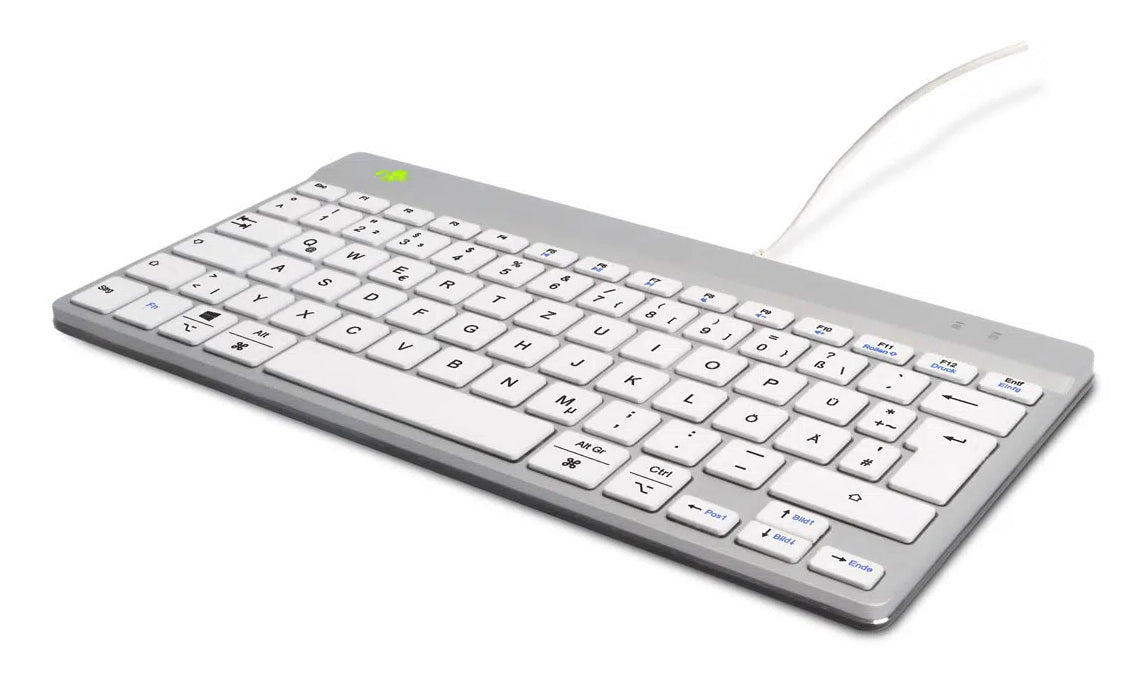 R-Go Tools R-Go Compact Break – Ergonomische Tastatur, Mini, Kabelgebunden, QWERTZ, Weiss