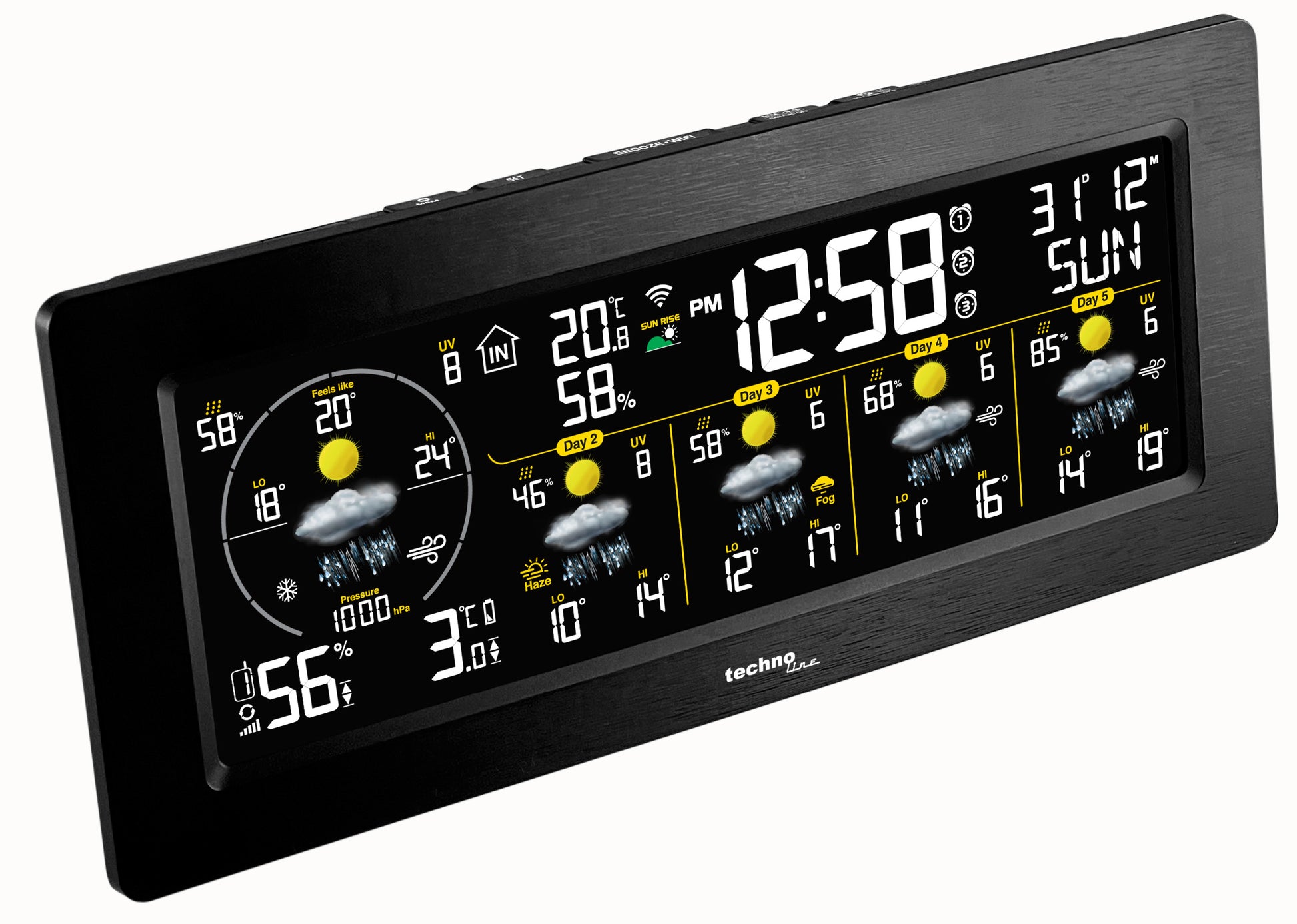 Technoline WD 3050 – Wetterstation, WLAN, innen/außen, Hygrometer & Barometer – schwarz