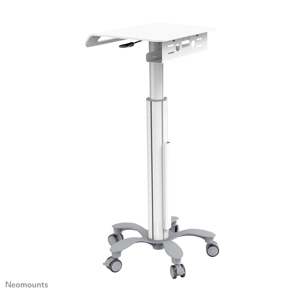 Neomounts Boden-Prospektständer Mobile Laptop Cart – mit Rollen, Silber/Weiss