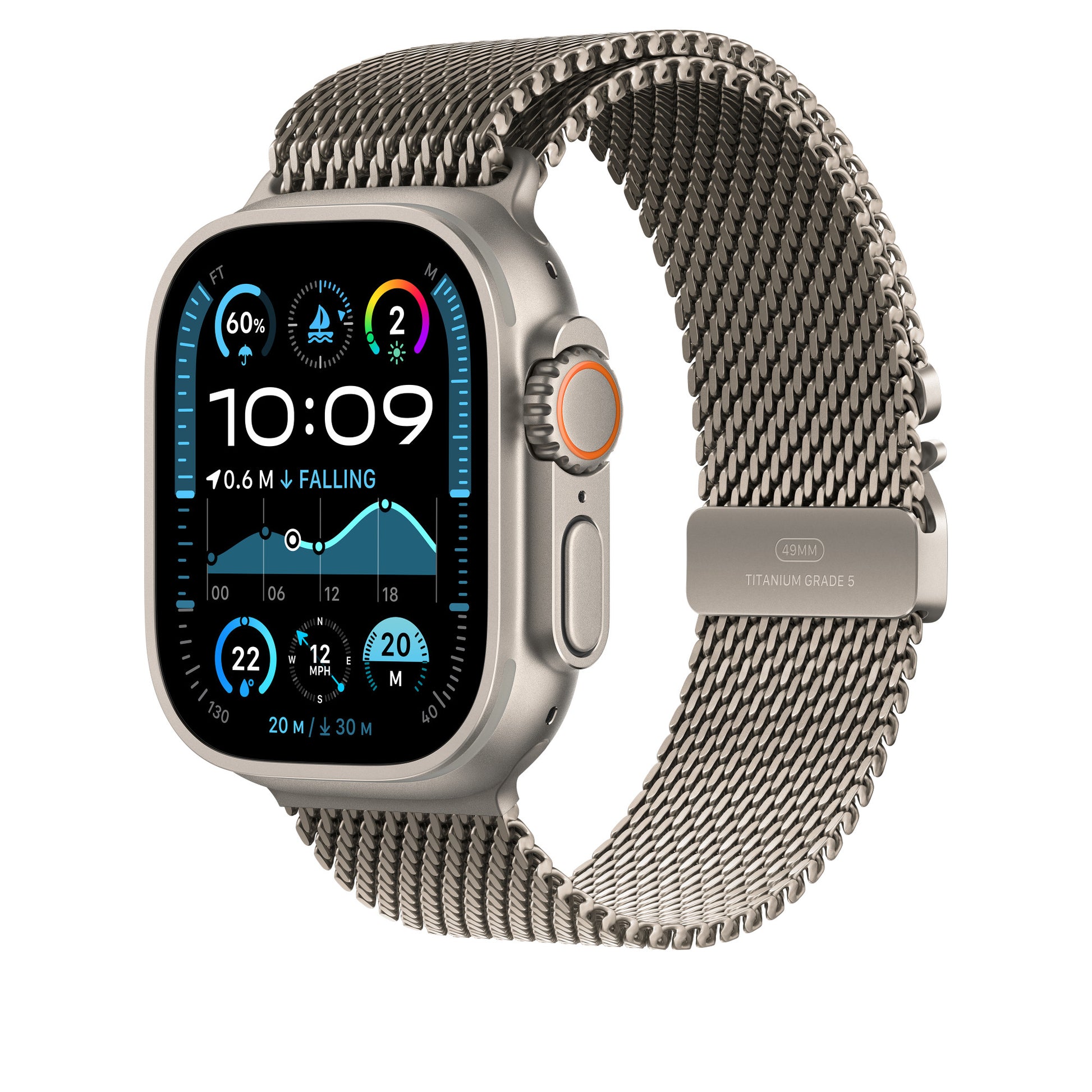Apple Milanese Loop – Armband – für Apple Watch 49 mm, Grau, Titan, Grösse S