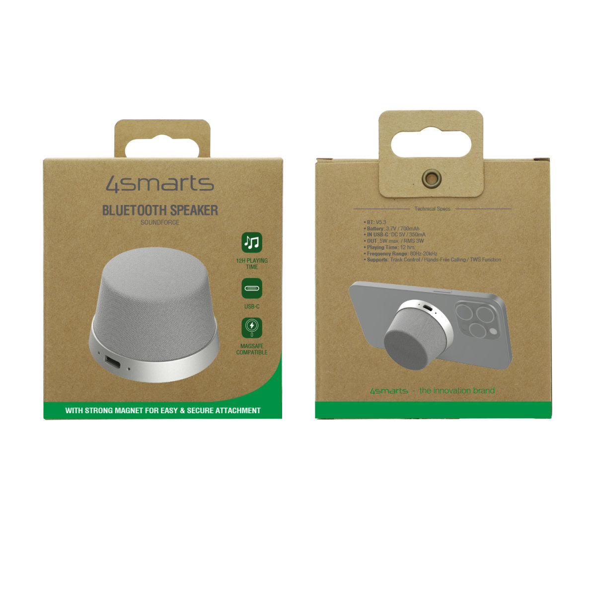 4smarts SoundForce – Bluetooth-Lautsprecher – 5 W, IPX6, 12 h, Silber